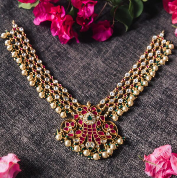 Kundan Neckpiece with Earrings (NVD08) - Image 2